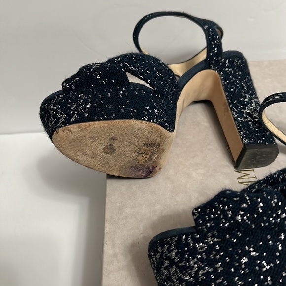 Navy and Silver Jimmy Choo Platform Sandal Heels - Picture 2 of 9
